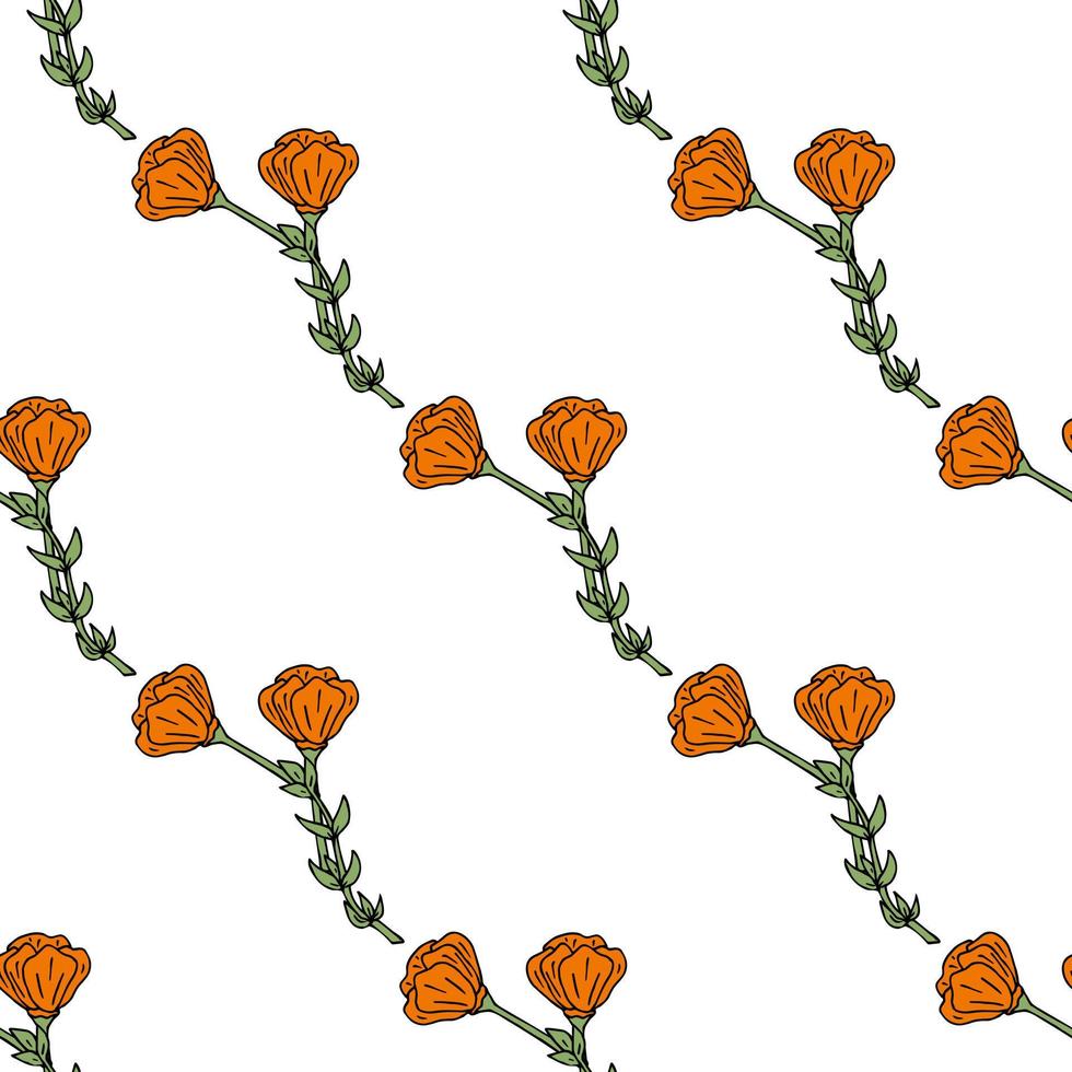 naadloos patroon met mooi oranje bloemen Aan wit achtergrond. vector afbeelding.