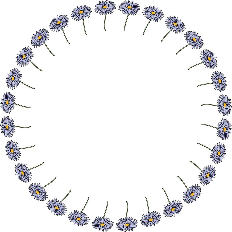 ronde kader met aster dumosus blaubox Aan wit achtergrond. vector afbeelding.