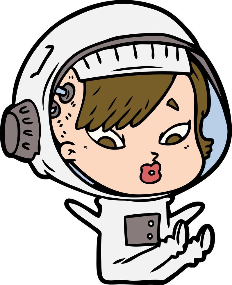 tekenfilm astronaut vrouw vector