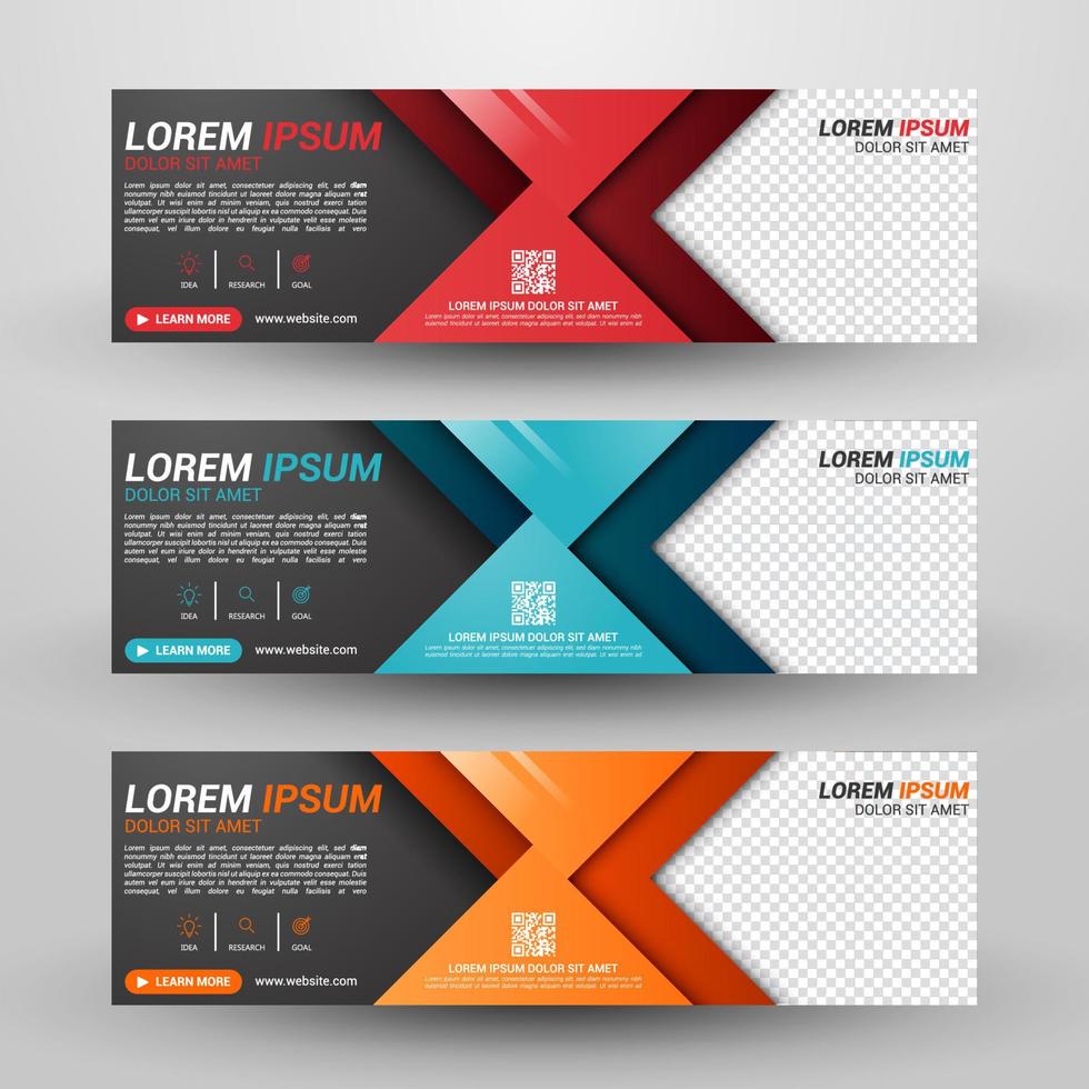 drie banners bedrijf met abstract achtergrond vector