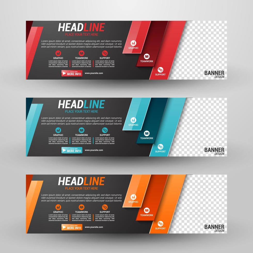 drie banners bedrijf met abstract achtergrond vector