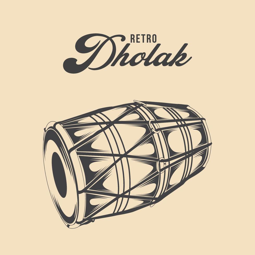 retro Indisch hand- trommel dholak royalty vrij vector