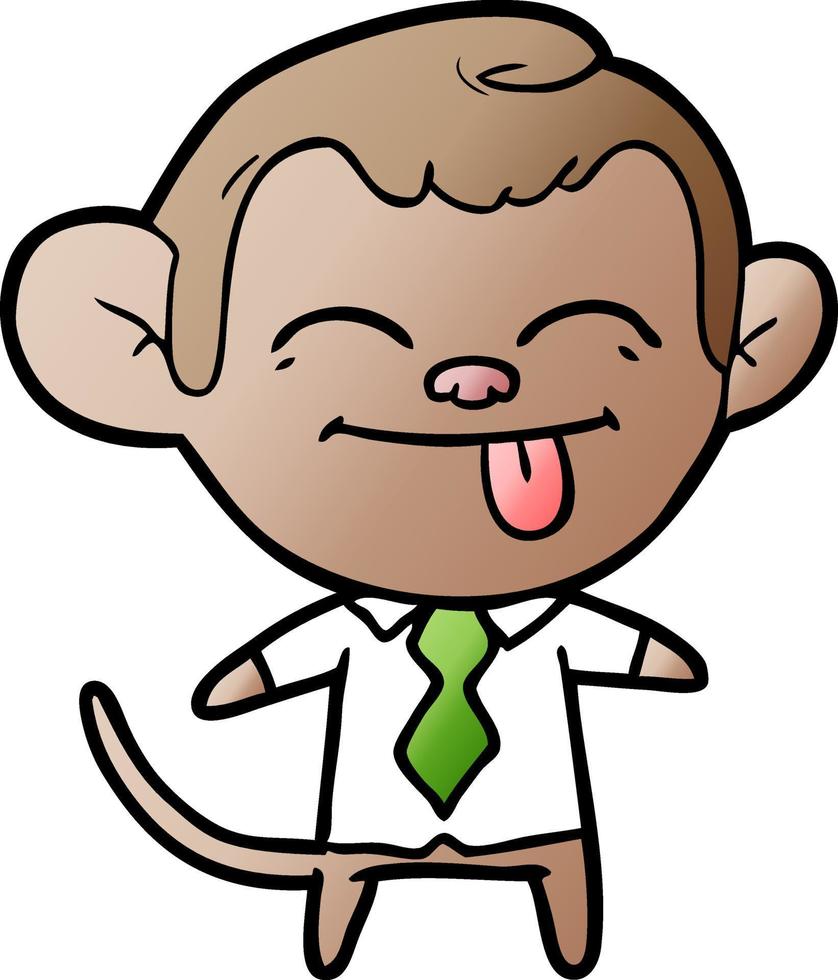 grappig tekenfilm aap vervelend overhemd en stropdas vector