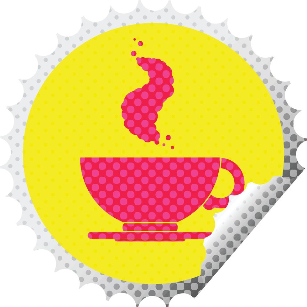 heet kop van koffie circulaire pellen sticker vector