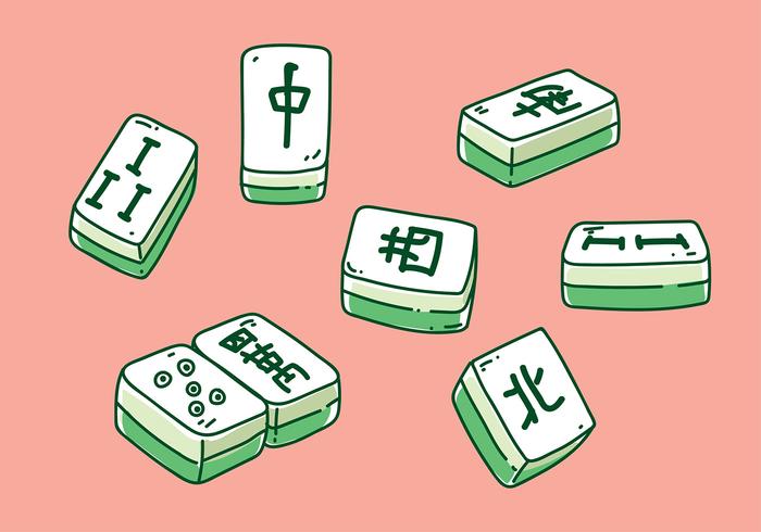 Mahjong Handgetekende Vector