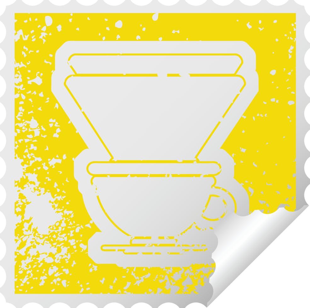 verontrust sticker icoon illustratie van een filter koffie kop vector