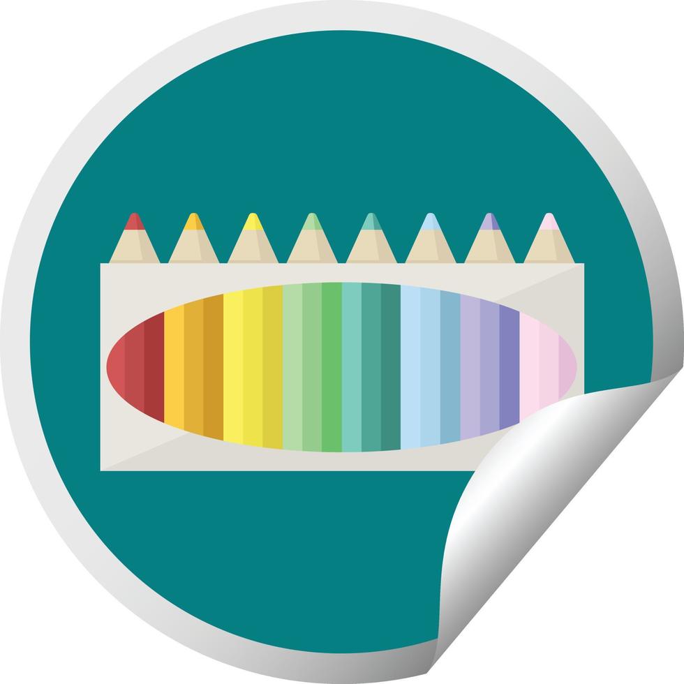 pak van kleur potloden grafisch vector illustratie circulaire sticker