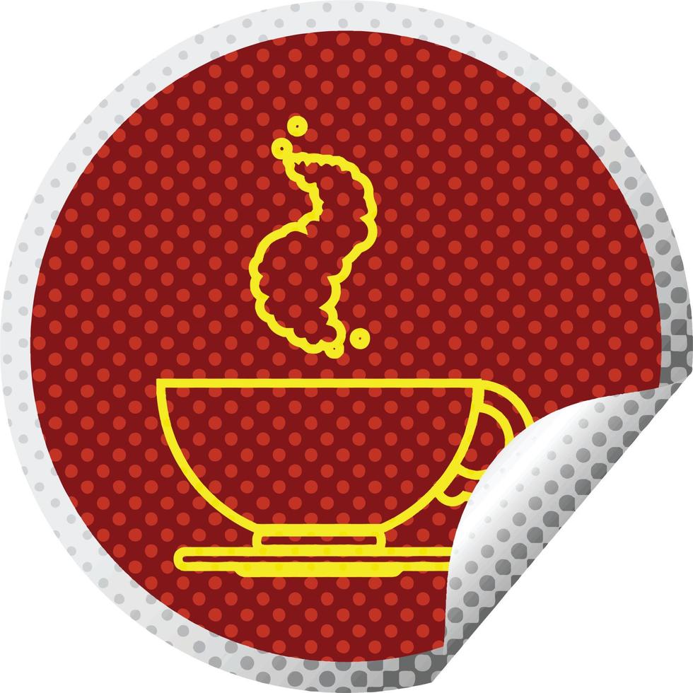 heet kop van koffie circulaire pellen sticker vector