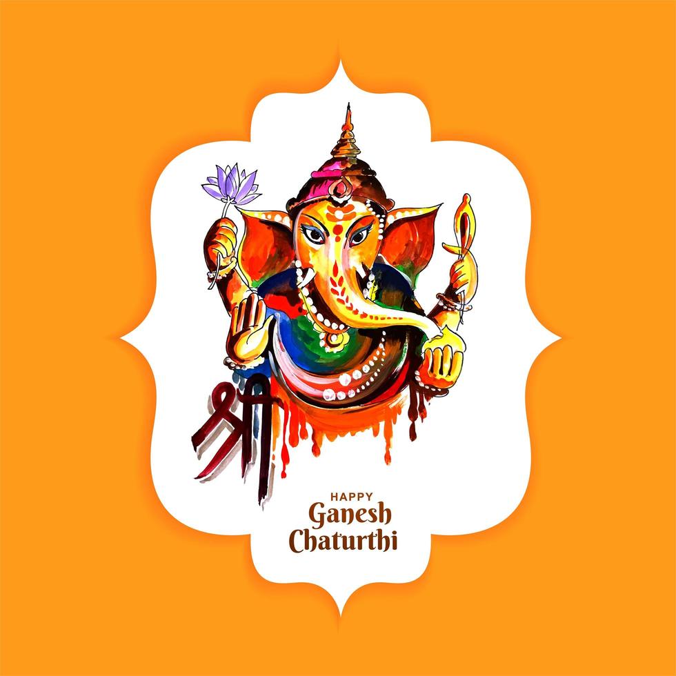 kleurrijke aquarel lord ganesha chaturthi festivalkaart vector