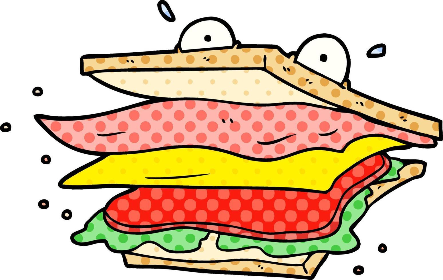 belegd broodje tekenfilm karakter vector
