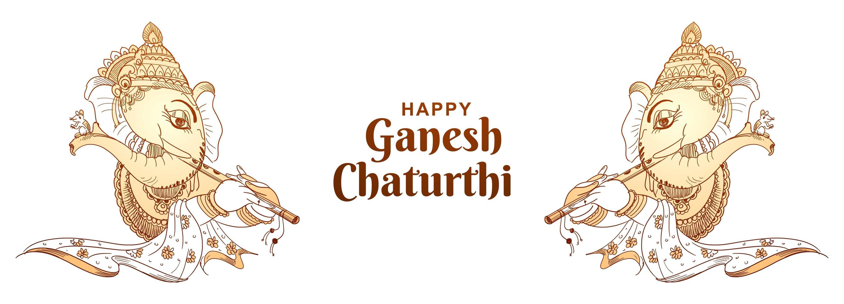 zwart-wit overzicht ganesh chaturthi indian festival banner vector