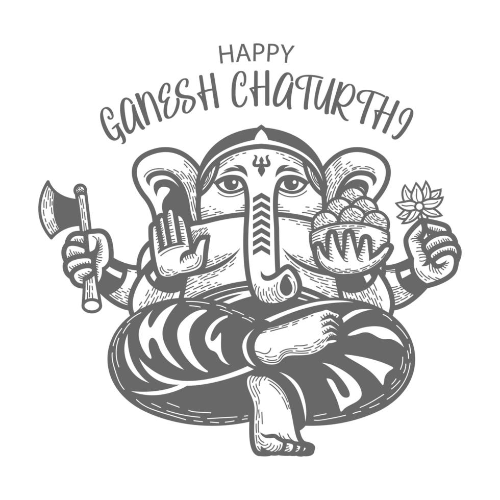 hand getekend vooraanzicht van ganesh chaturthi vector