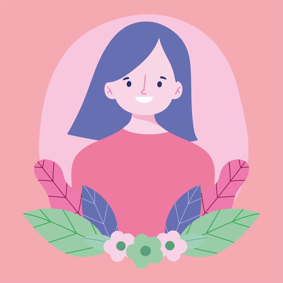 portret van een jong meisje met bloemen vector