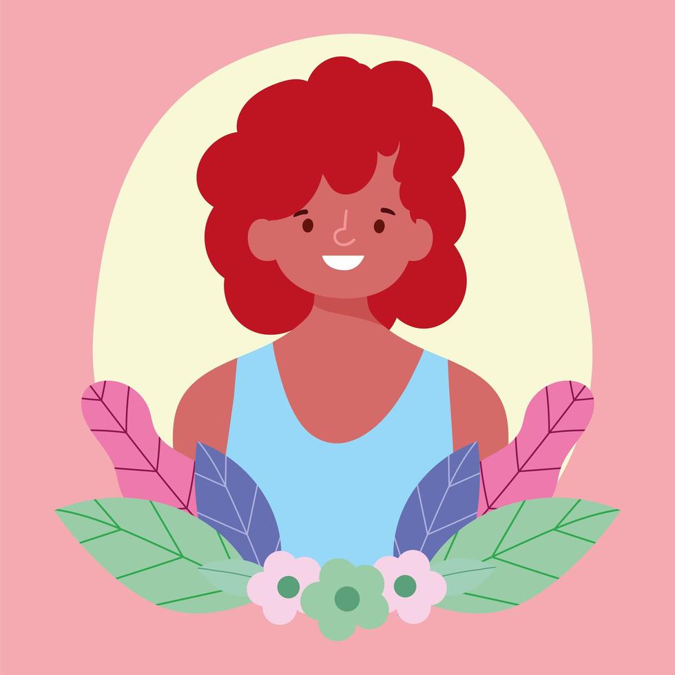 portret van een jongere met bloemen vector