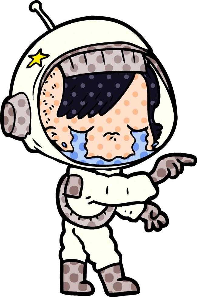 cartoon huilend astronautenmeisje vector