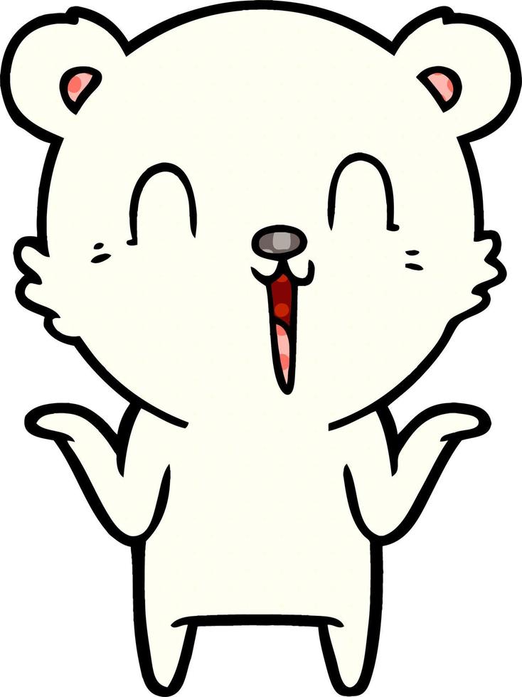 gelukkig tekenfilm polair beer met Nee zorgen vector