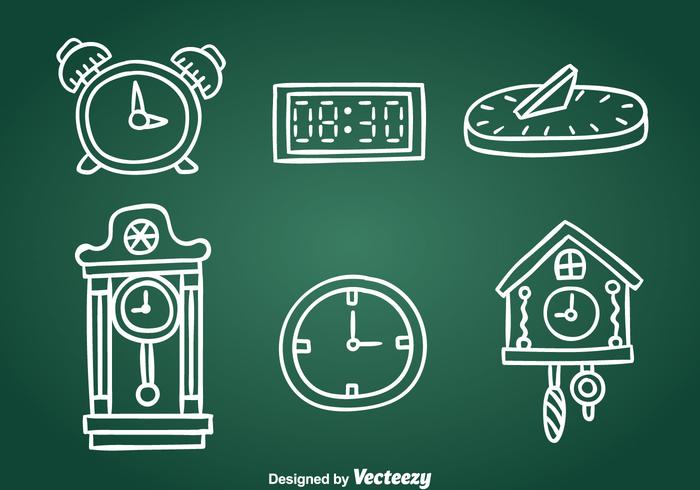 Handgetekende Clock Collection Vector