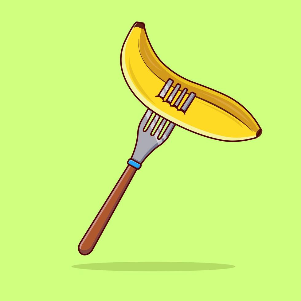 banaan en vork vector illustratie