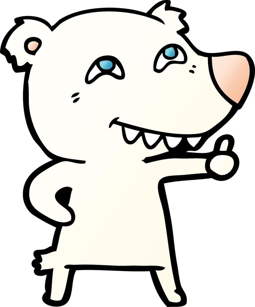 tekenfilm polair beer geven duimen omhoog teken vector