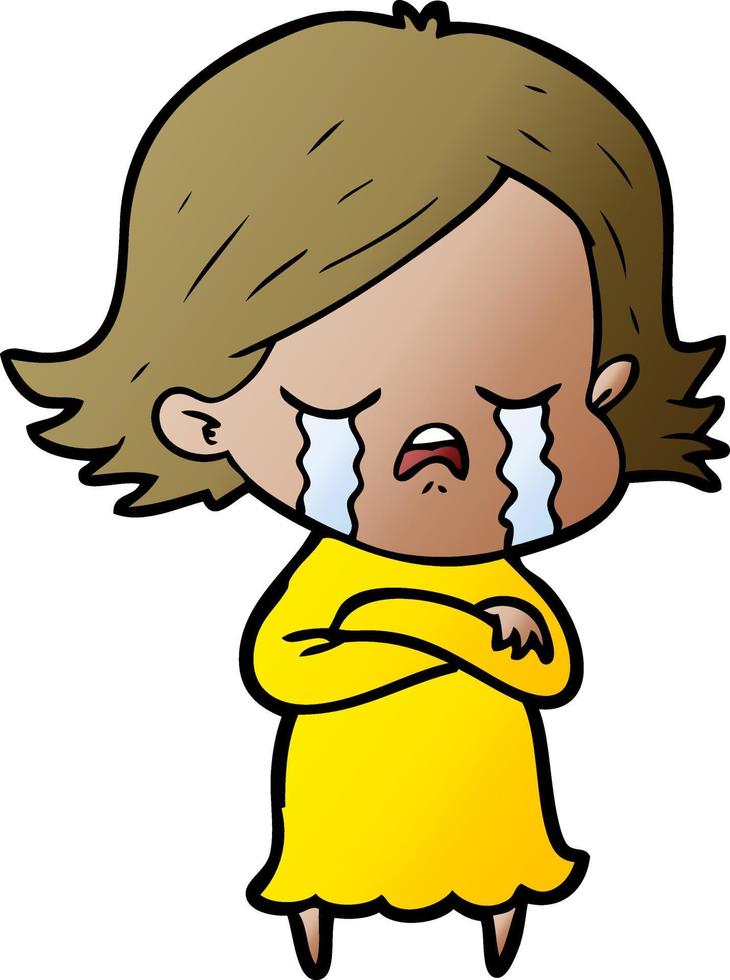 tekenfilm meisje huilen vector