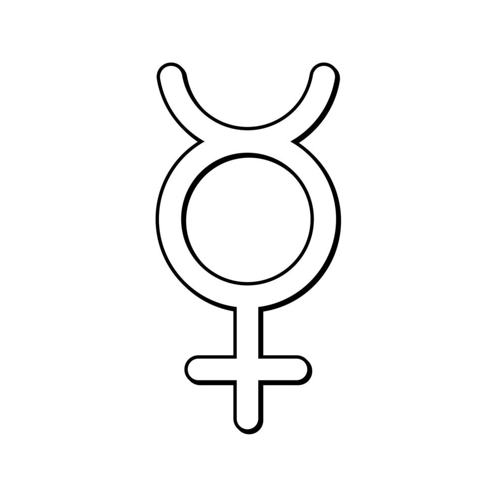 hand- getrokken tekening met transgender kwik symbool. geslacht pictogram. tekenfilm schetsen. decoratie voor groet kaarten, affiches, emblemen. vector illustratie