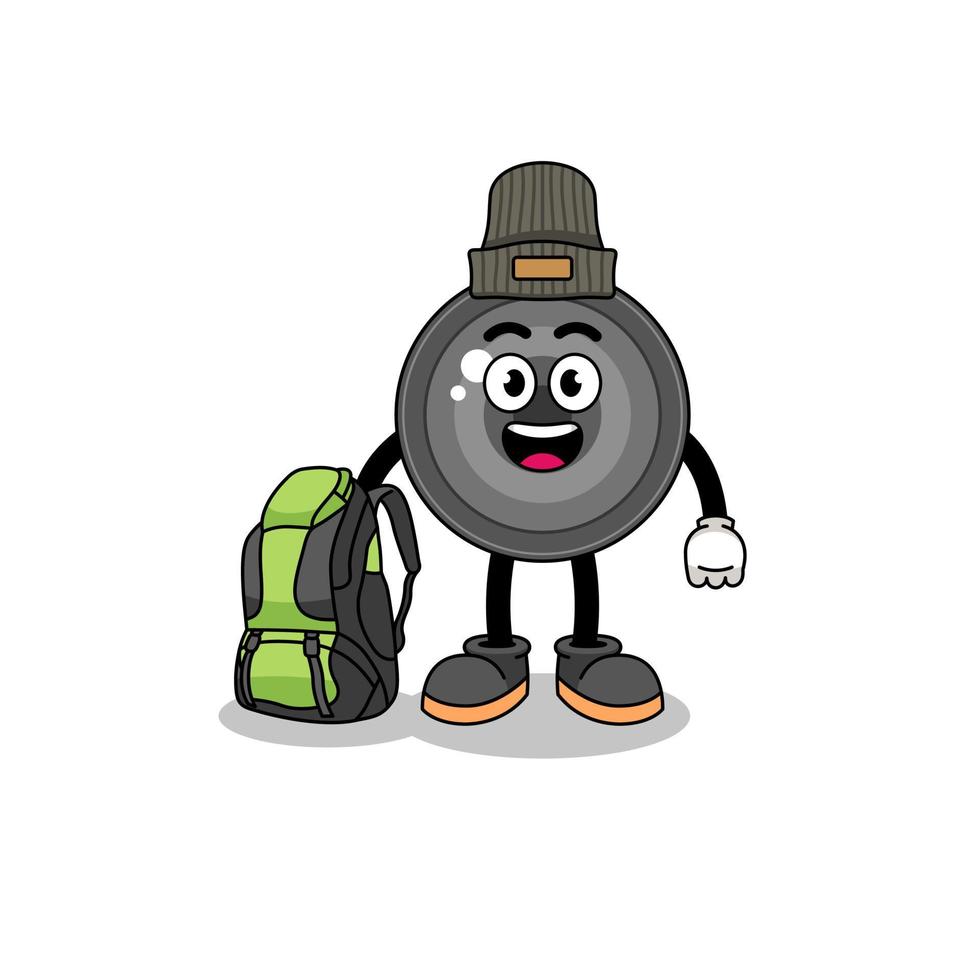 illustratie van camera lens mascotte net zo een wandelaar vector