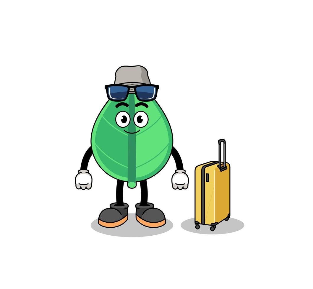 blad mascotte aan het doen vakantie vector