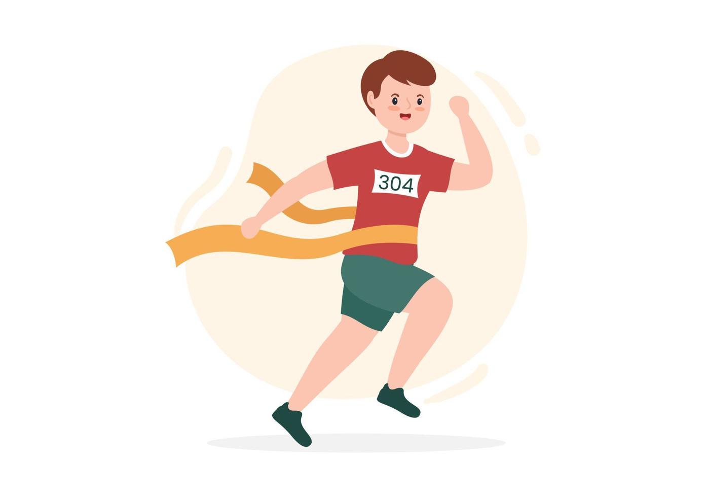rennen racing sjabloon hand- getrokken tekenfilm vlak illustratie mensen jogging voor lang afstand rennen marathon toernooi sport vector