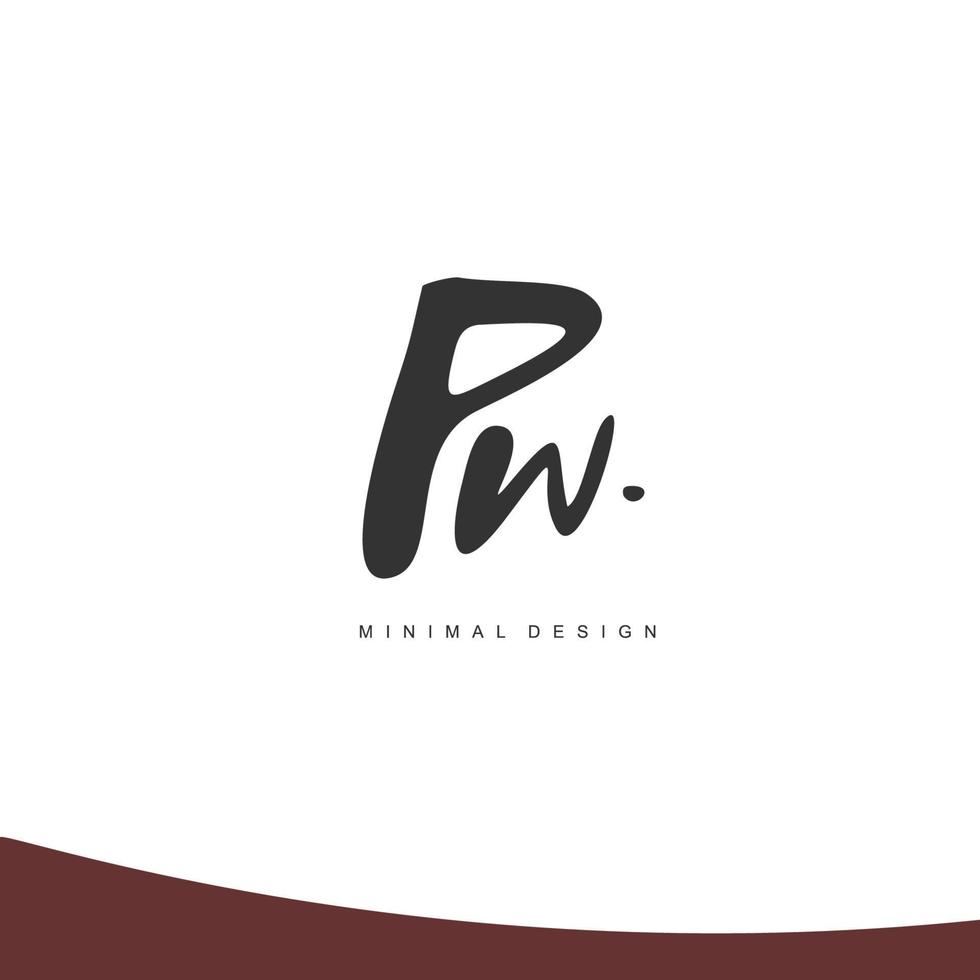 pw eerste handschrift of handgeschreven logo voor identiteit. logo met handtekening en hand- getrokken stijl. vector