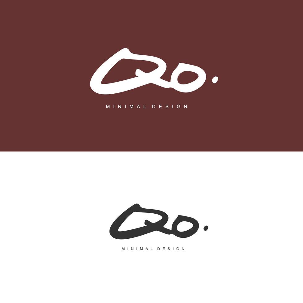 qo eerste handschrift of handgeschreven logo voor identiteit. logo met handtekening en hand- getrokken stijl. vector