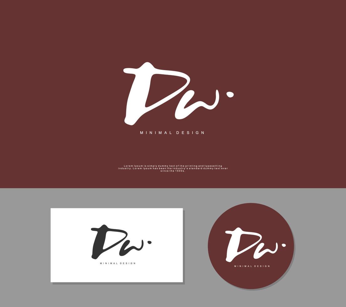 dw eerste handschrift of handgeschreven logo voor identiteit. logo met handtekening en hand- getrokken stijl. vector