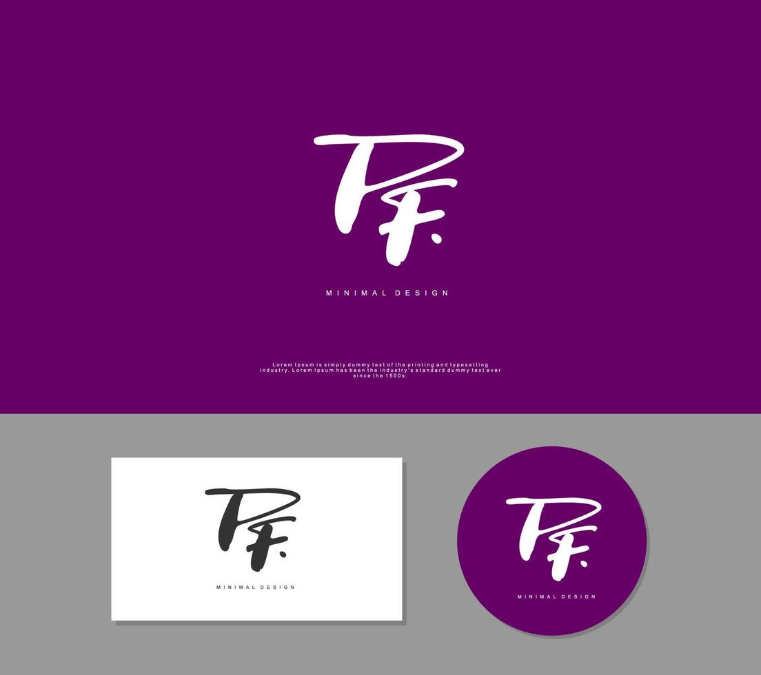 pf eerste handschrift of handgeschreven logo voor identiteit. logo met handtekening en hand- getrokken stijl. vector