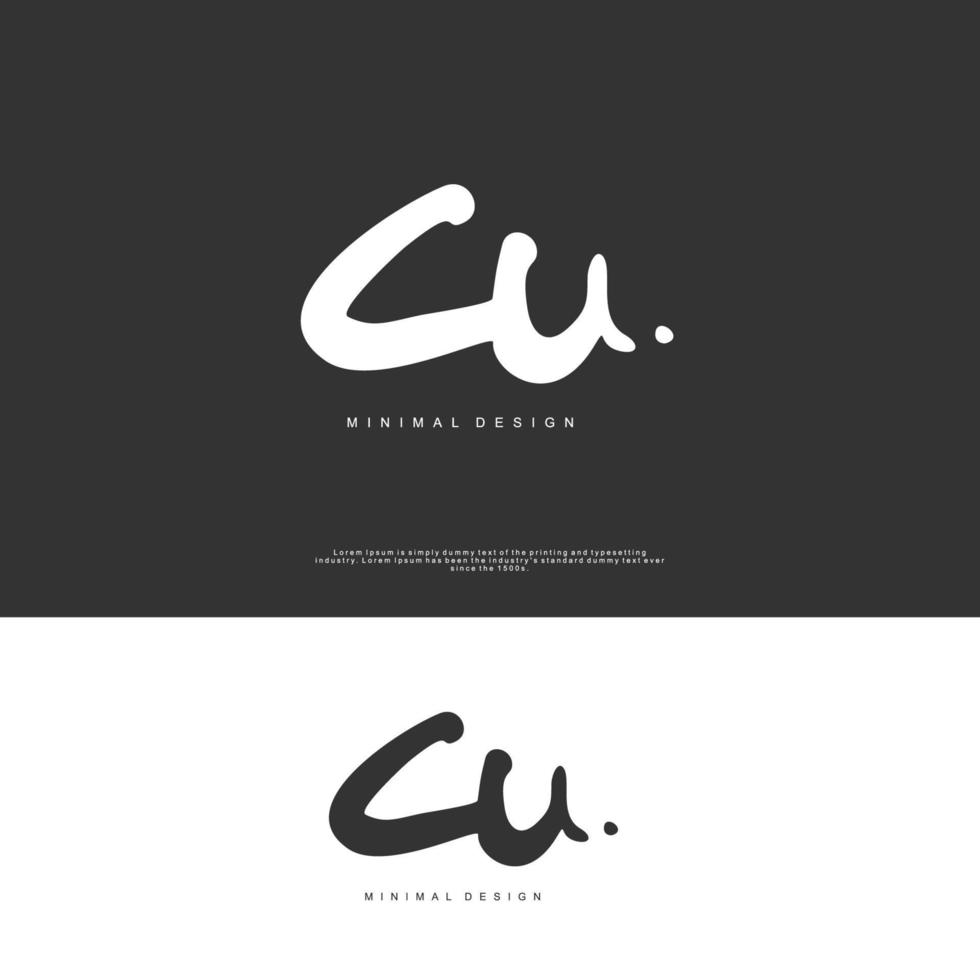 cu eerste handschrift of handgeschreven logo voor identiteit. logo met handtekening en hand- getrokken stijl. vector