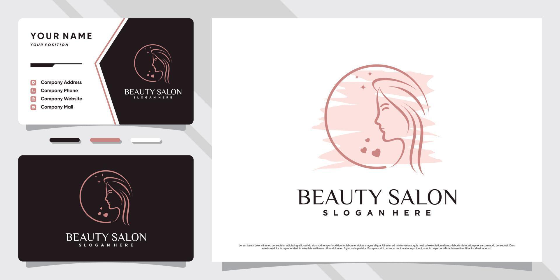 schoonheid spa logo ontwerp voor vrouw salon met creatief element en bedrijf kaart sjabloon vector