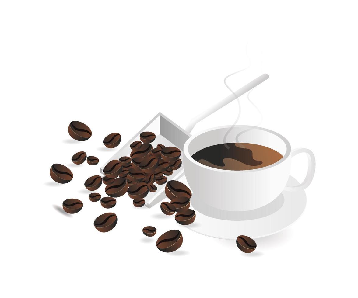 een kop van koffie en zaden vector
