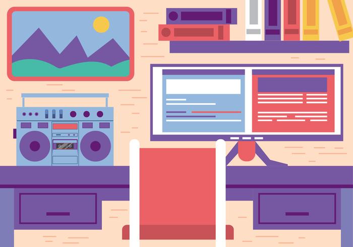 Gratis Flat Vector Office Workspace