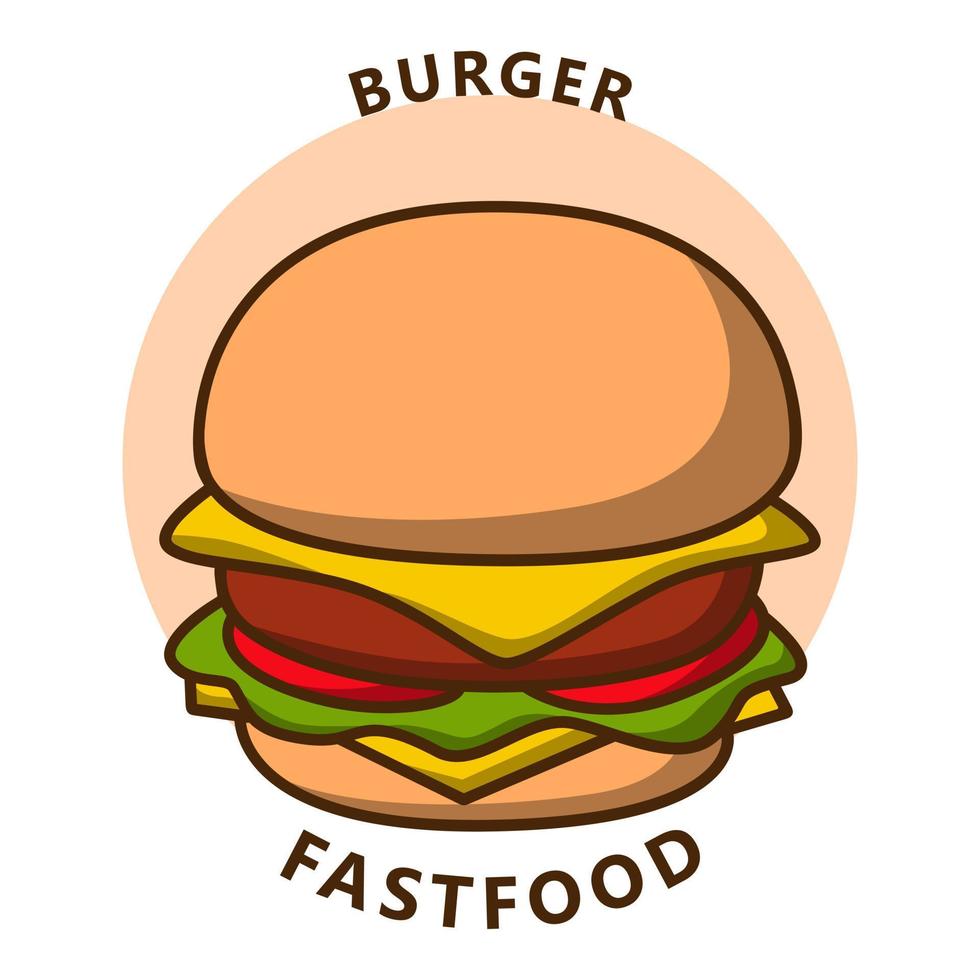hamburger illustratie tekenfilm. voedsel en drinken logo. Fast food icoon symbool vector