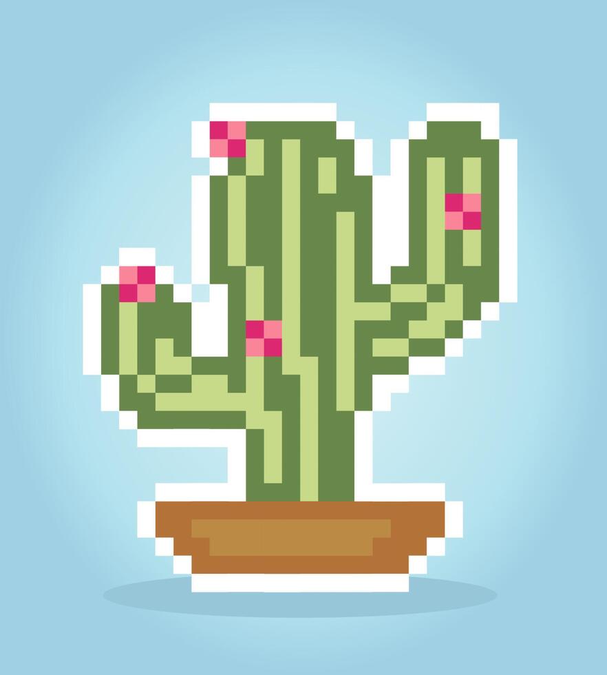 8 bit pixel cactusboom. natuurlijk object voor spelactiva in vectorillustratie. vector