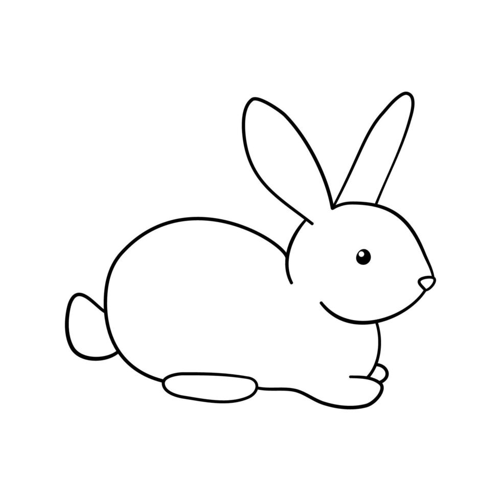 schattig schets konijn. vector illustratie lief konijn geïsoleerd Aan wit achtergrond. Pasen simbol boerderij dier voor kleur bladzijde
