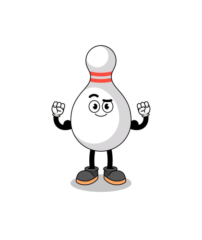 mascotte tekenfilm van bowling pin poseren met spier vector