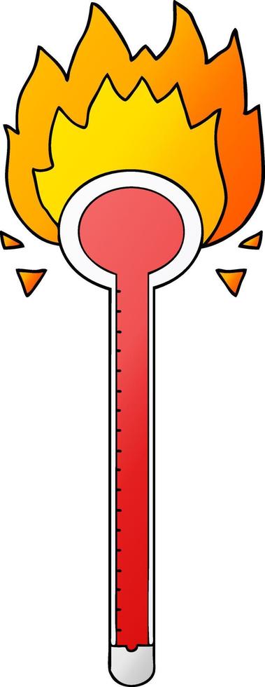 cartoon thermometer in effen kleurstijl vector