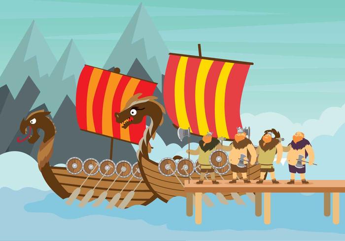 Gratis Viking Ship Illustratie vector