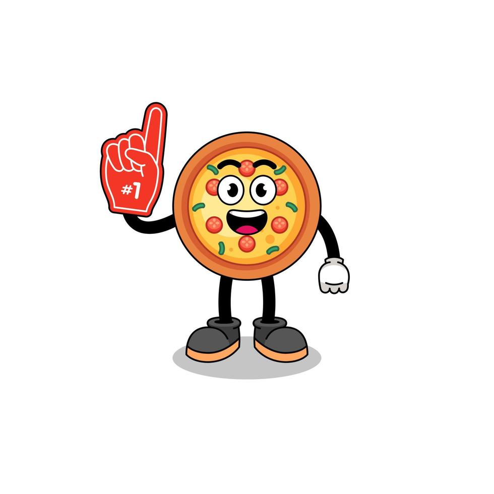 tekenfilm mascotte van pizza aantal 1 fans vector