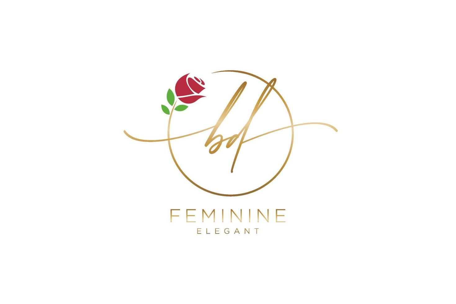 eerste bd vrouwelijk logo schoonheid monogram en elegant logo ontwerp, handschrift logo van eerste handtekening, bruiloft, mode, bloemen en botanisch met creatief sjabloon. vector