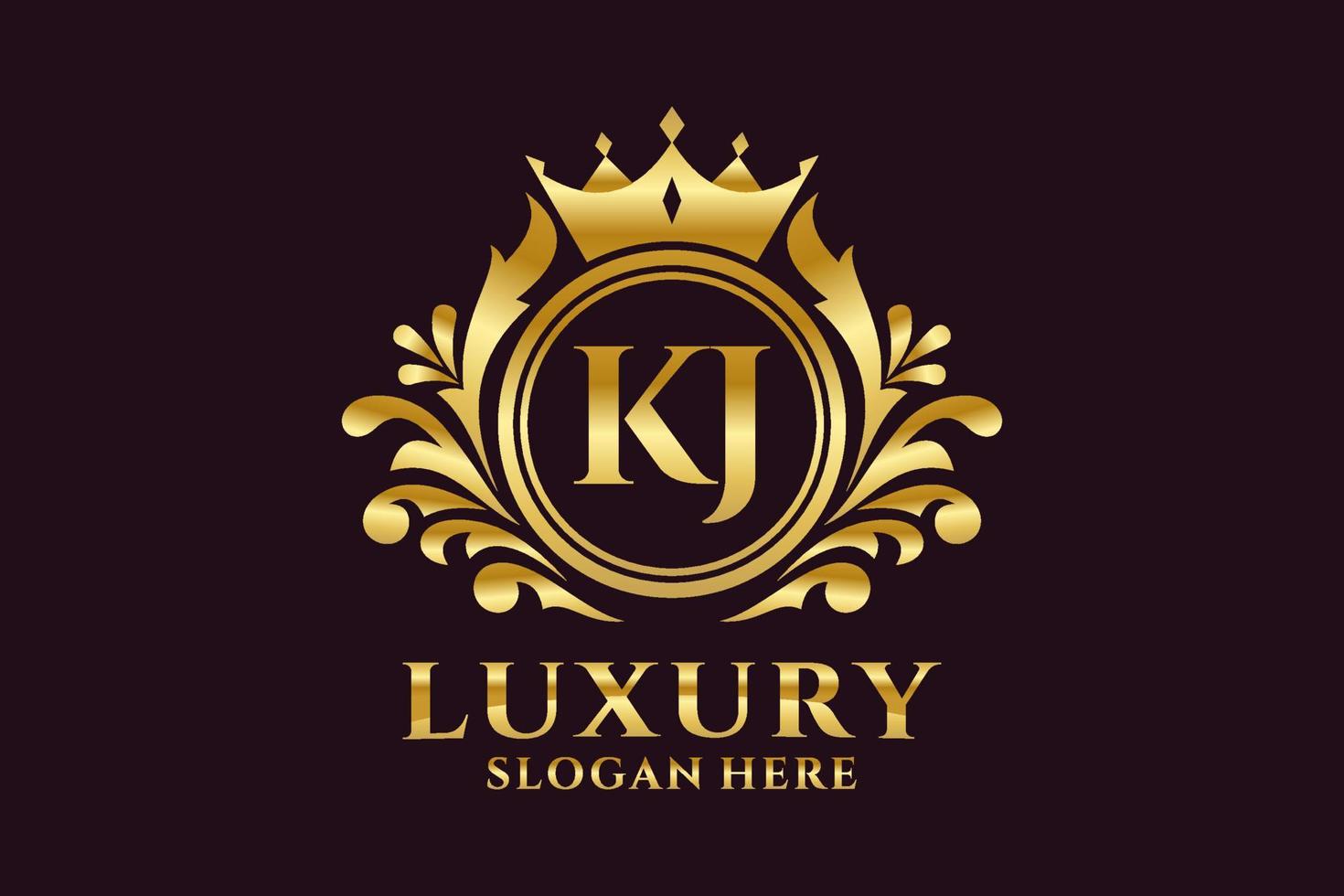 eerste kj brief Koninklijk luxe logo sjabloon in vector kunst voor luxueus branding projecten en andere vector illustratie.