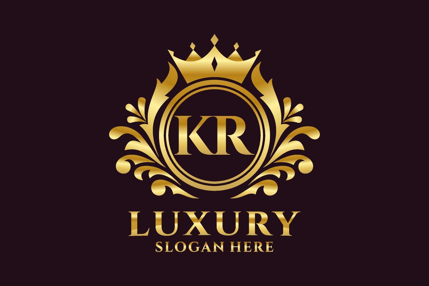 eerste kr brief Koninklijk luxe logo sjabloon in vector kunst voor luxueus branding projecten en andere vector illustratie.