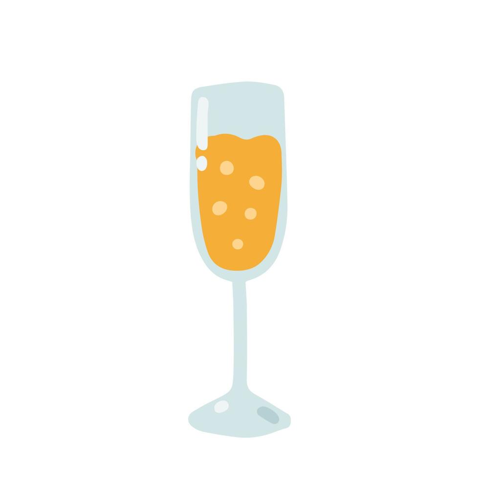 glas van Champagne, feestelijk Kerstmis drankje, vector vlak illustratie Aan wit achtergrond