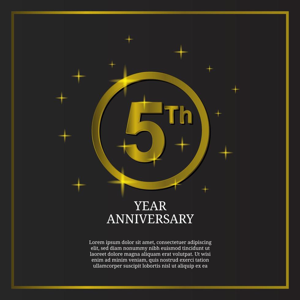 5e verjaardag viering icoon type logo in luxe goud kleur vector