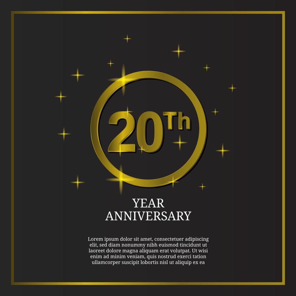 20e verjaardag viering icoon type logo in luxe goud kleur vector