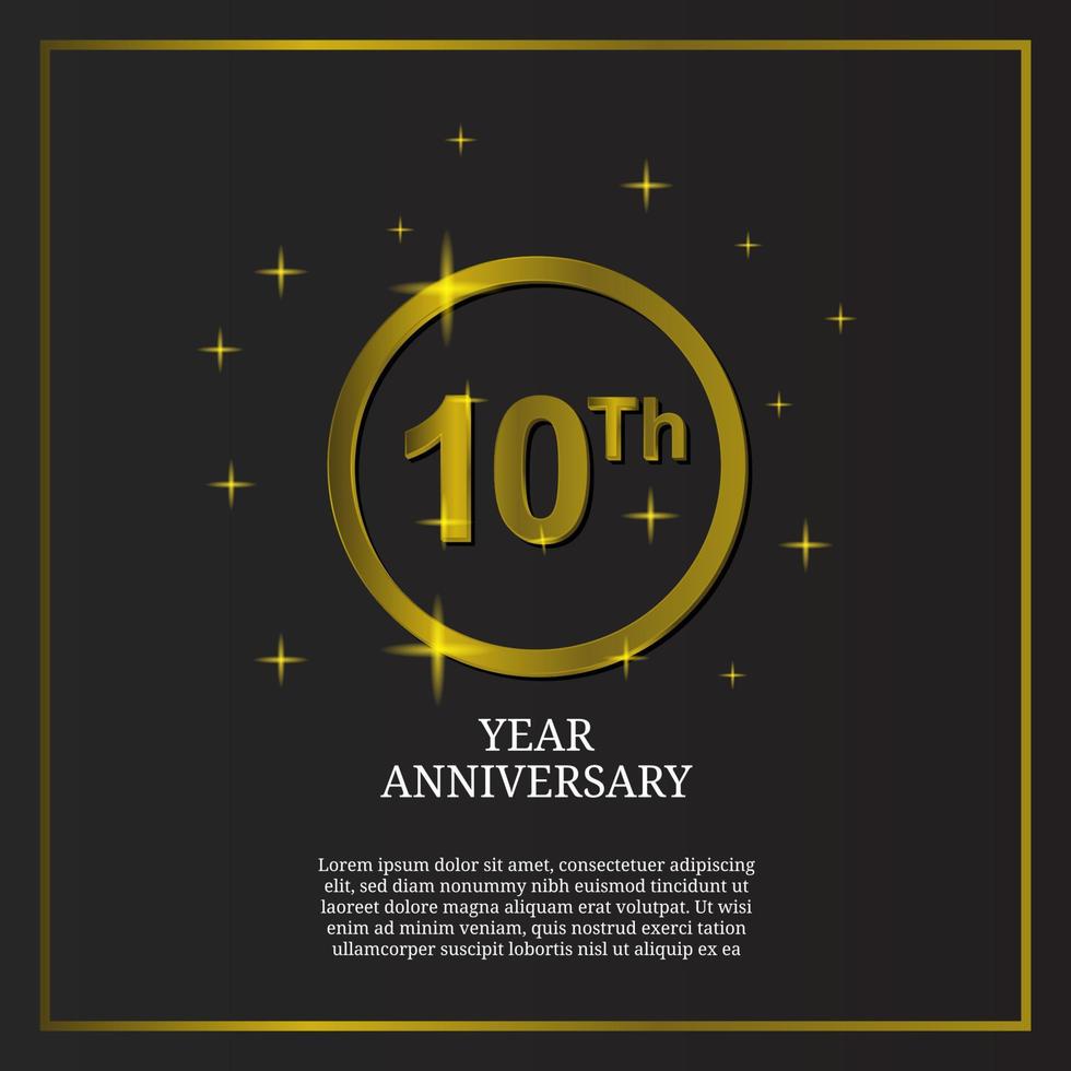 10e verjaardag viering icoon type logo in luxe goud kleur vector